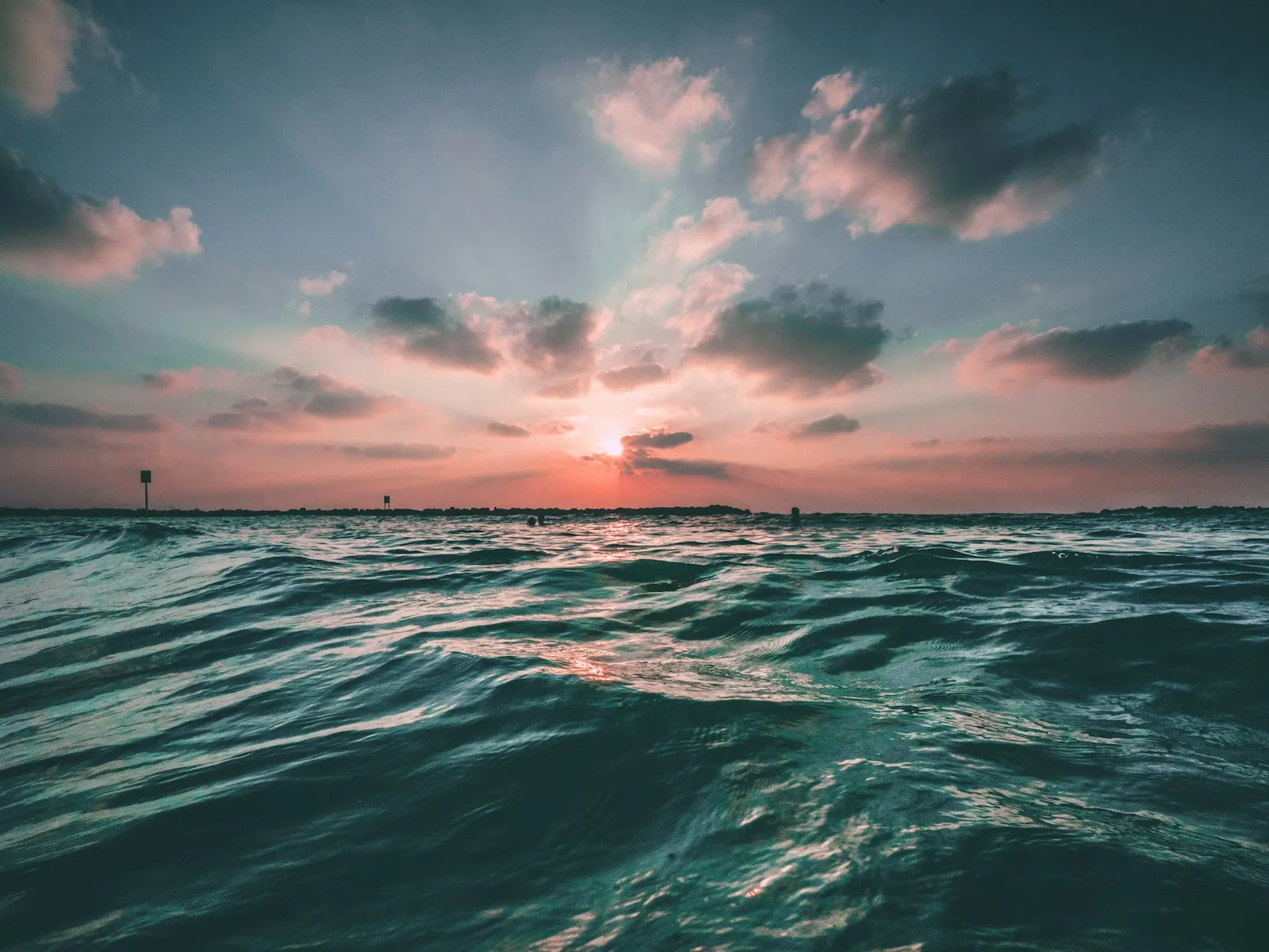Sunset over open water